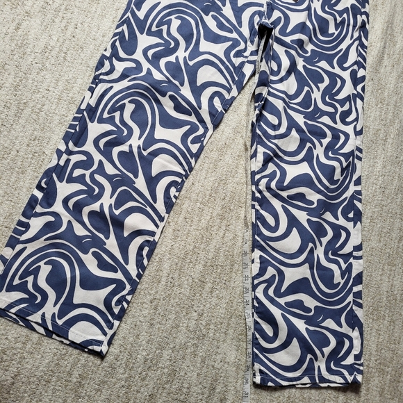 Retro Funky Blue and White Swirl High Rise Skate Jeans Size 1X - Picture 5 of 7
